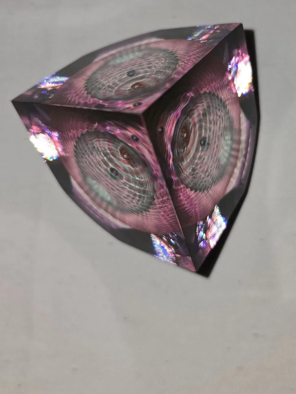Kit Karbler & Michael David Signed Faceted Paperweight Art Glass Optic Geometric - Picture 7 of 16